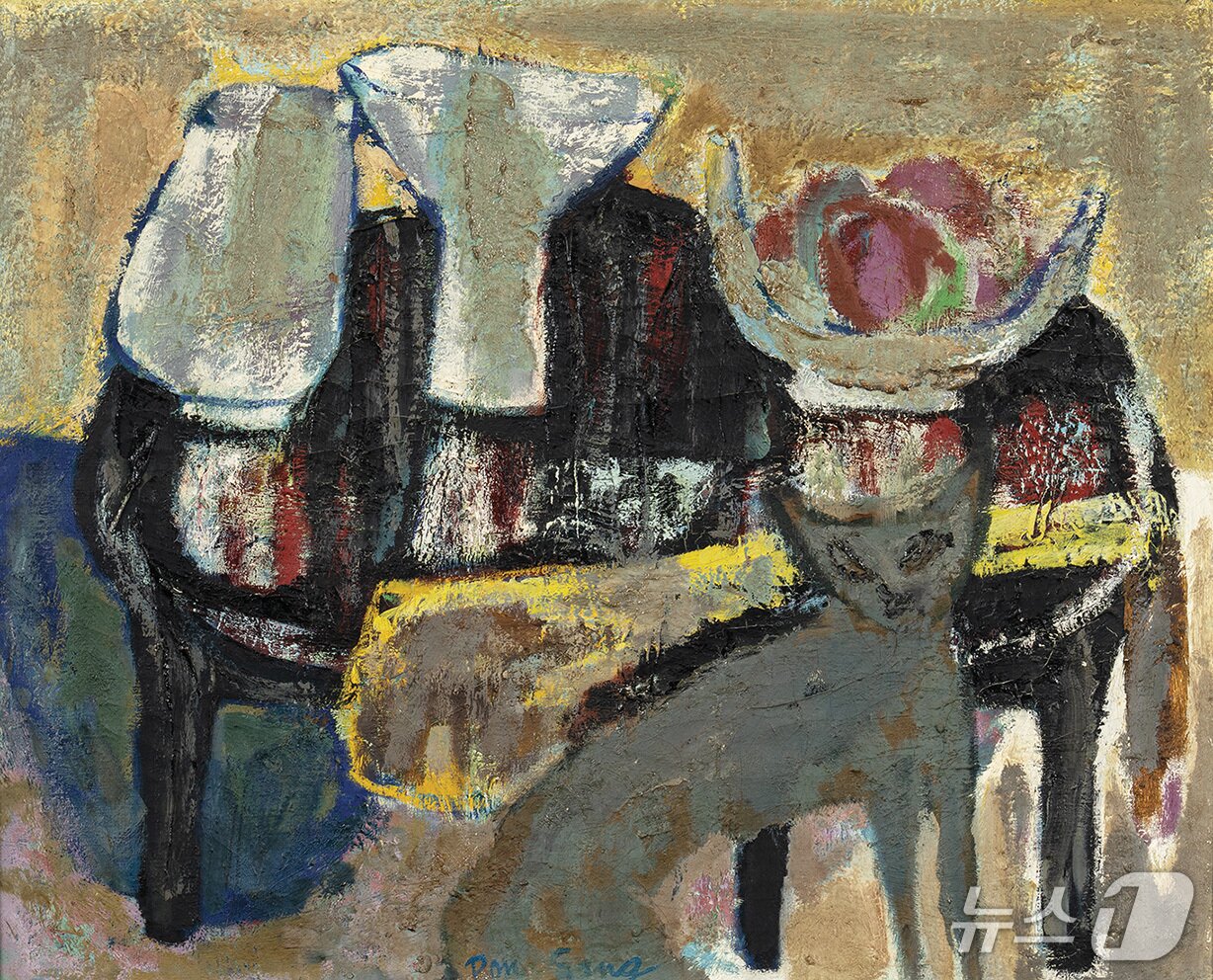 본문 이미지 - 이봉상 1916 - 1970 고양이와 정물 oil on canvas 50&times;60.6cm &#40;12&#41; &#40;케이옥션 제공&#41;