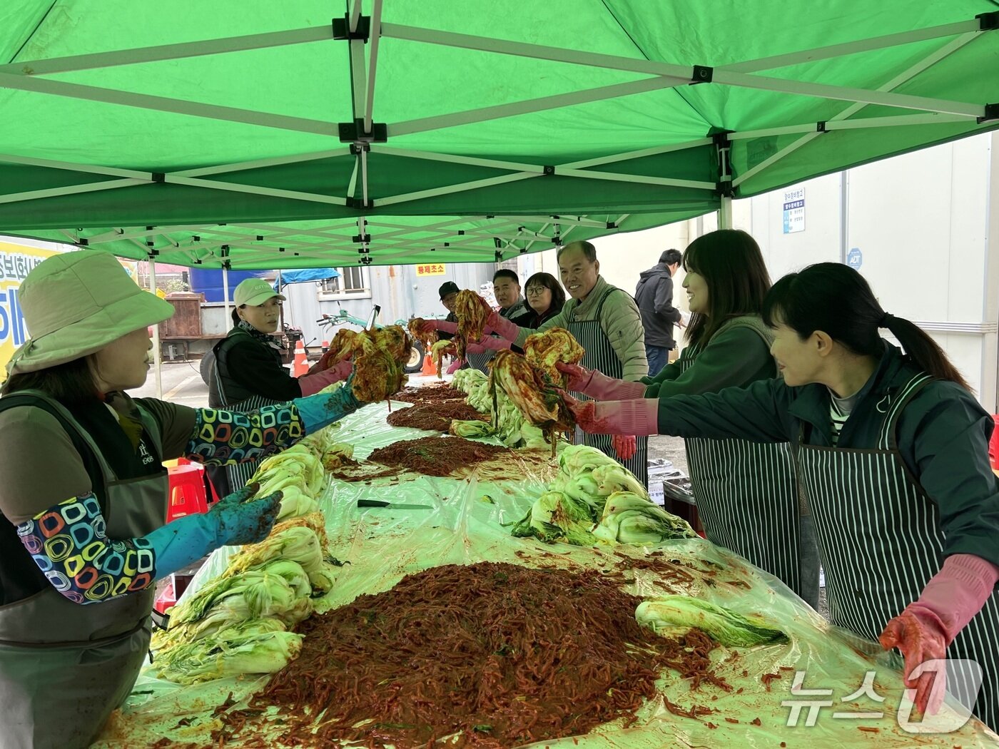 본문 이미지 - 충북 옥천군 청산면지역사회보장협의체 '이웃과 함께하는 김장나누기' 행사 (옥천군 제공. 재판매 및 DB금지) /뉴스1 
