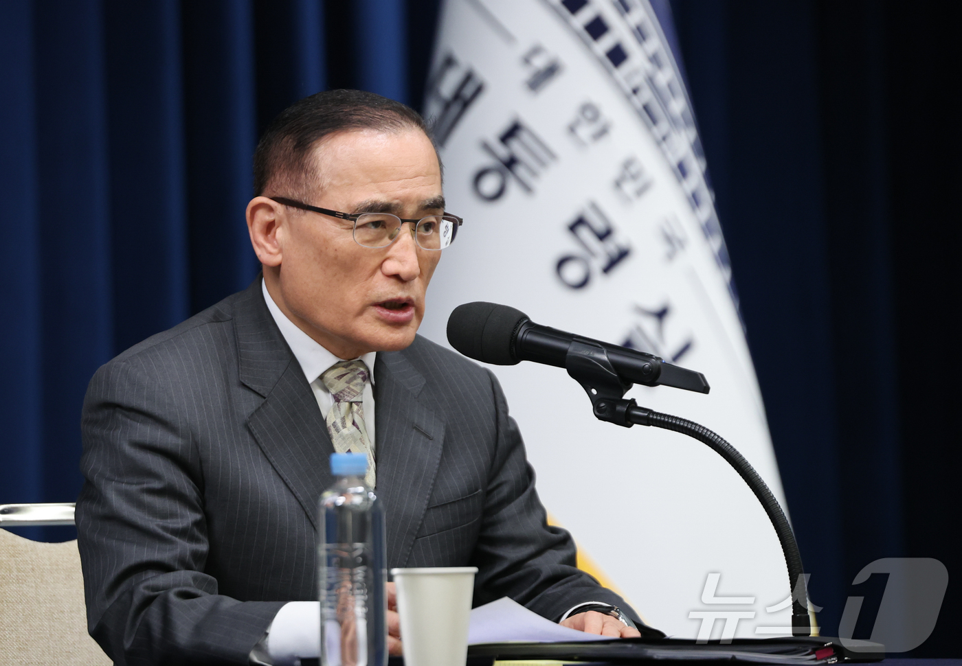 (서울=뉴스1) 허경 기자 = 위성락 국가안보실장이 14일 서울 용산 대통령실 청사에서 G20 순방 일정 관련 브리핑을 하고 있다. 2025.11.14/뉴스1