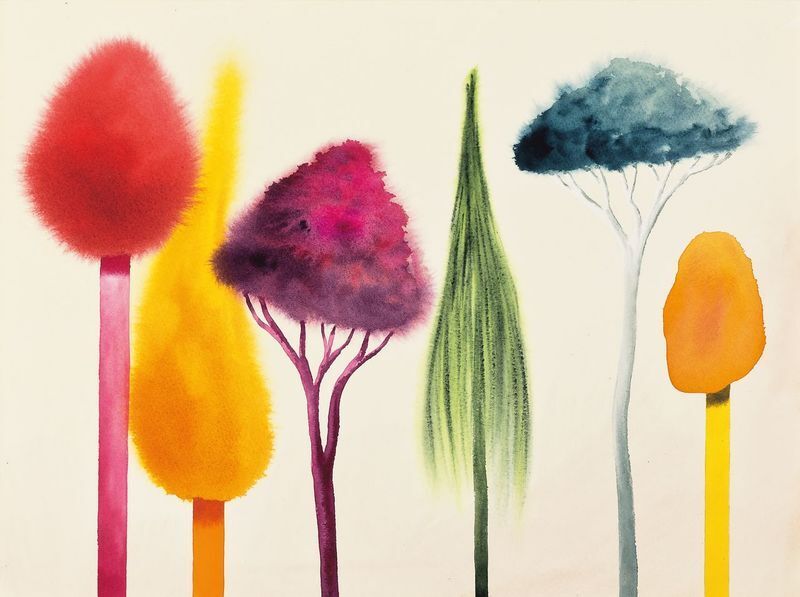 본문 이미지 - Lot. 109, 니콜라스 파티1980 - , Swiss, [Trees], watercolor on paper, 30&times;40.2cm, 2020, 7000만원