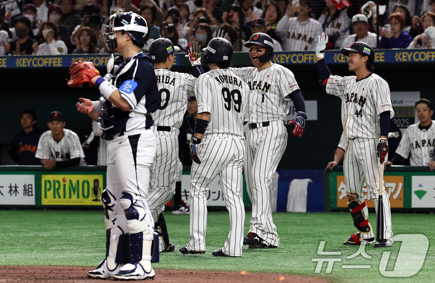 (도쿄(일본)=뉴스1) 구윤성 기자 = 15일 오후 일본 도쿄돔에서 열린 월드베이스볼클래식(WBC) 대비 평가전 '2025 케이 베이스볼 시리즈(K-BASEBALL SERIES)' …