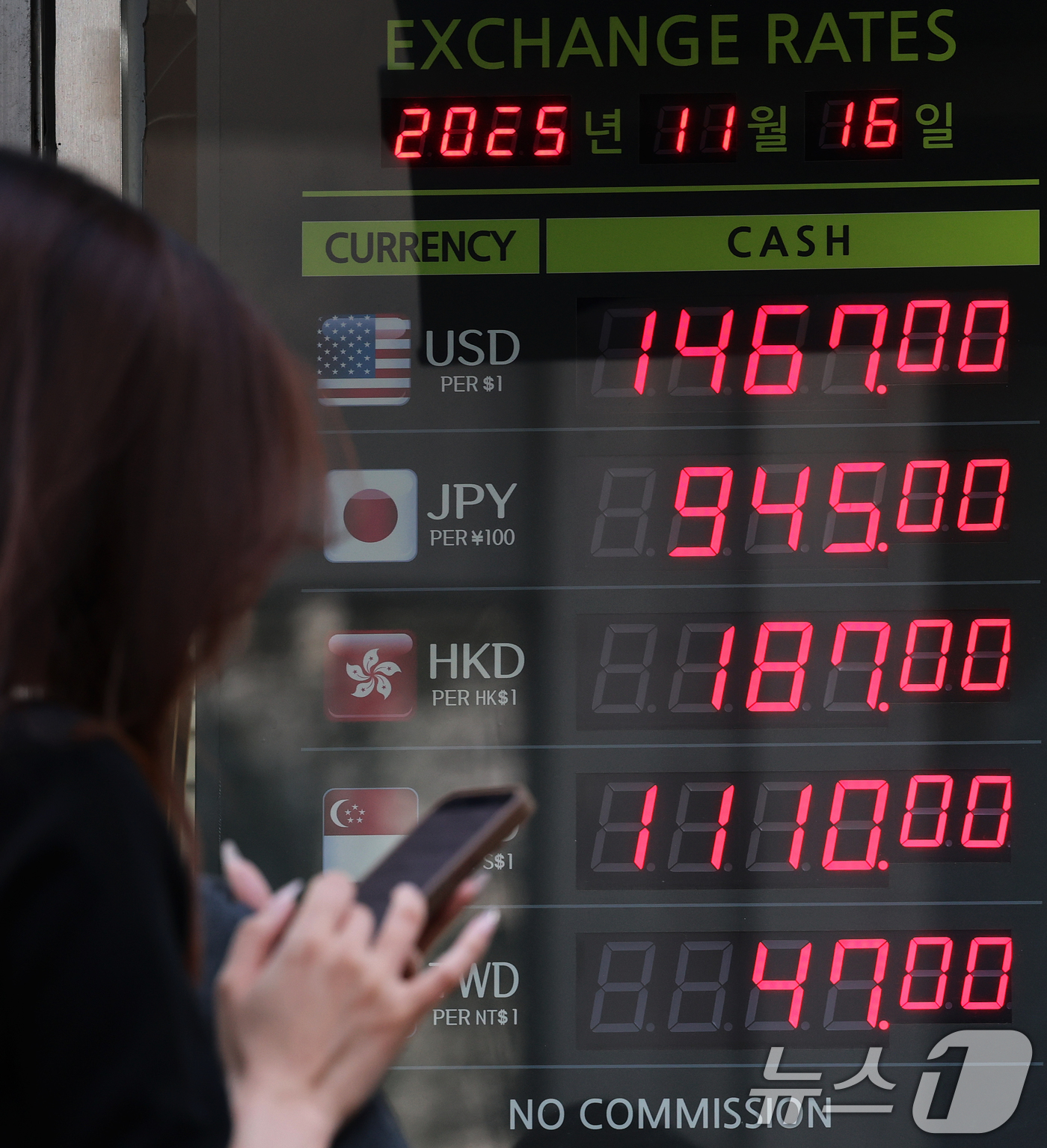 (서울=뉴스1) 오대일 기자 = 원·달러 환율이 고공행진을 이어가는 가운데 16일 오후 서울 중구 명동거리의 환전소에서 외국인들이 환전을 하고 있다.16일 한국은행에 따르면, 올해 …