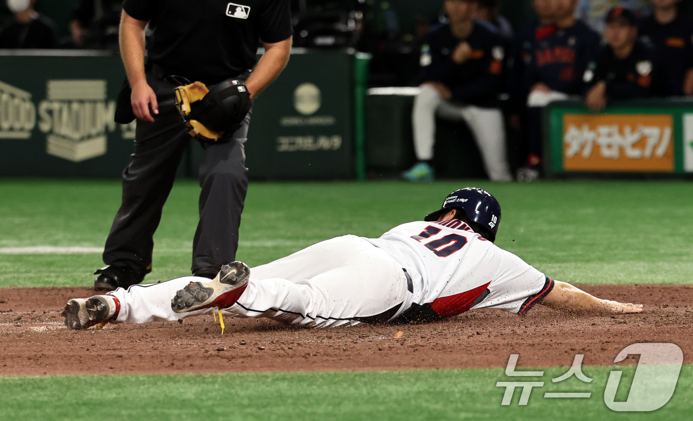 (도쿄=뉴스1) 구윤성 기자 = 16일 오후 일본 도쿄돔에서 열린 월드베이스볼클래식(WBC) 대비 평가전 '2025 케이 베이스볼 시리즈(K-BASEBALL SERIES)' 일본과 …