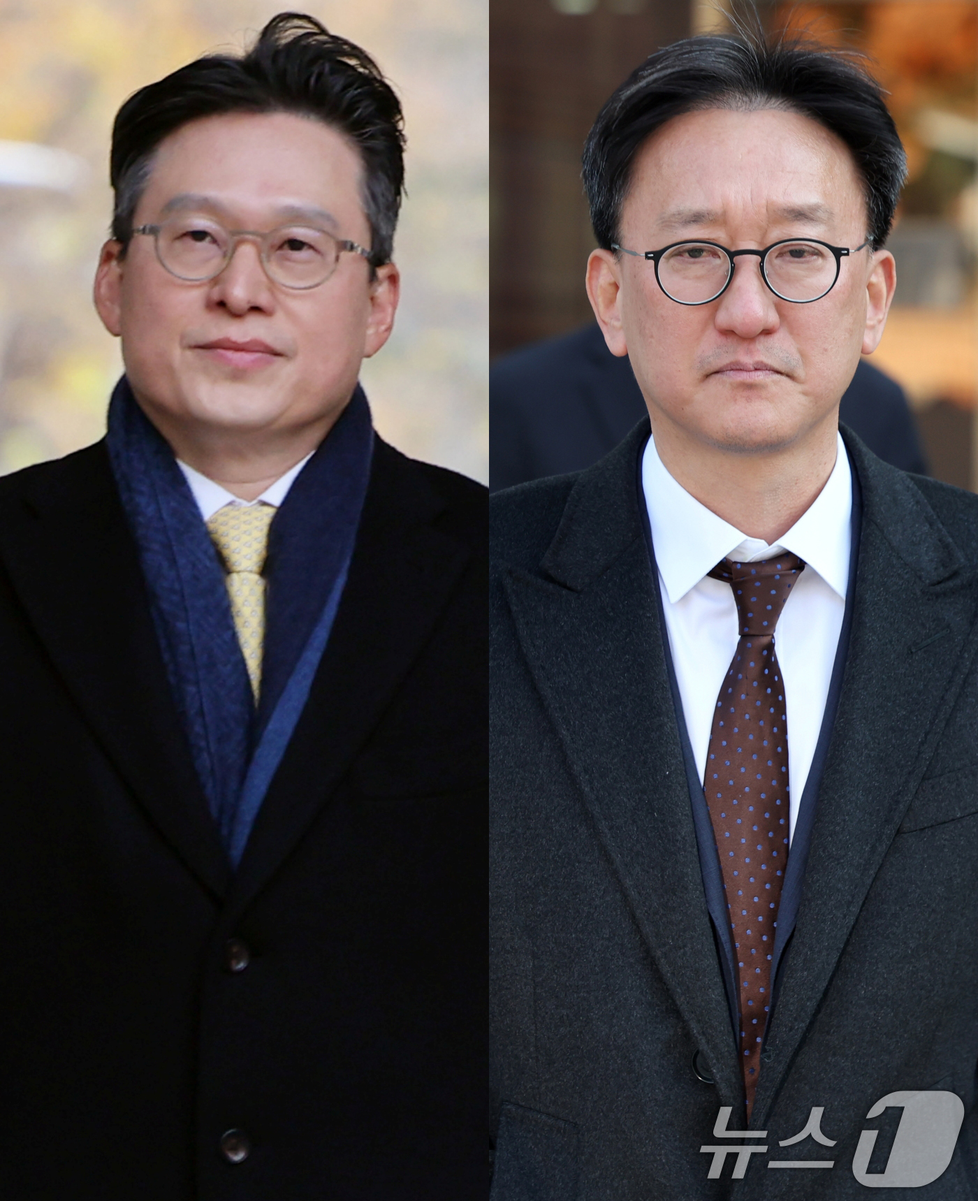 (서울=뉴스1) 황기선 기자 = 순직해병 수사방해 혐의를 받는 김선규 전 고위공직자범죄수사처 부장검사(왼쪽)과 송창진 전 고위공직자범죄수사처 수사2부장검사가 17일 서울 서초구 서 …