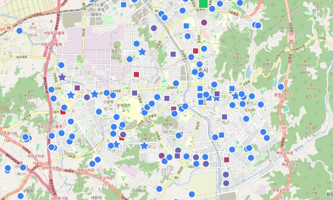 본문 이미지 - 리얼시그널 갈무리. 보유 현황이 파란색에서 빨간색에 가까울수록 여러 사람이 해당 지역에 부동산을 소유하고 있다는 의미./뉴스1
