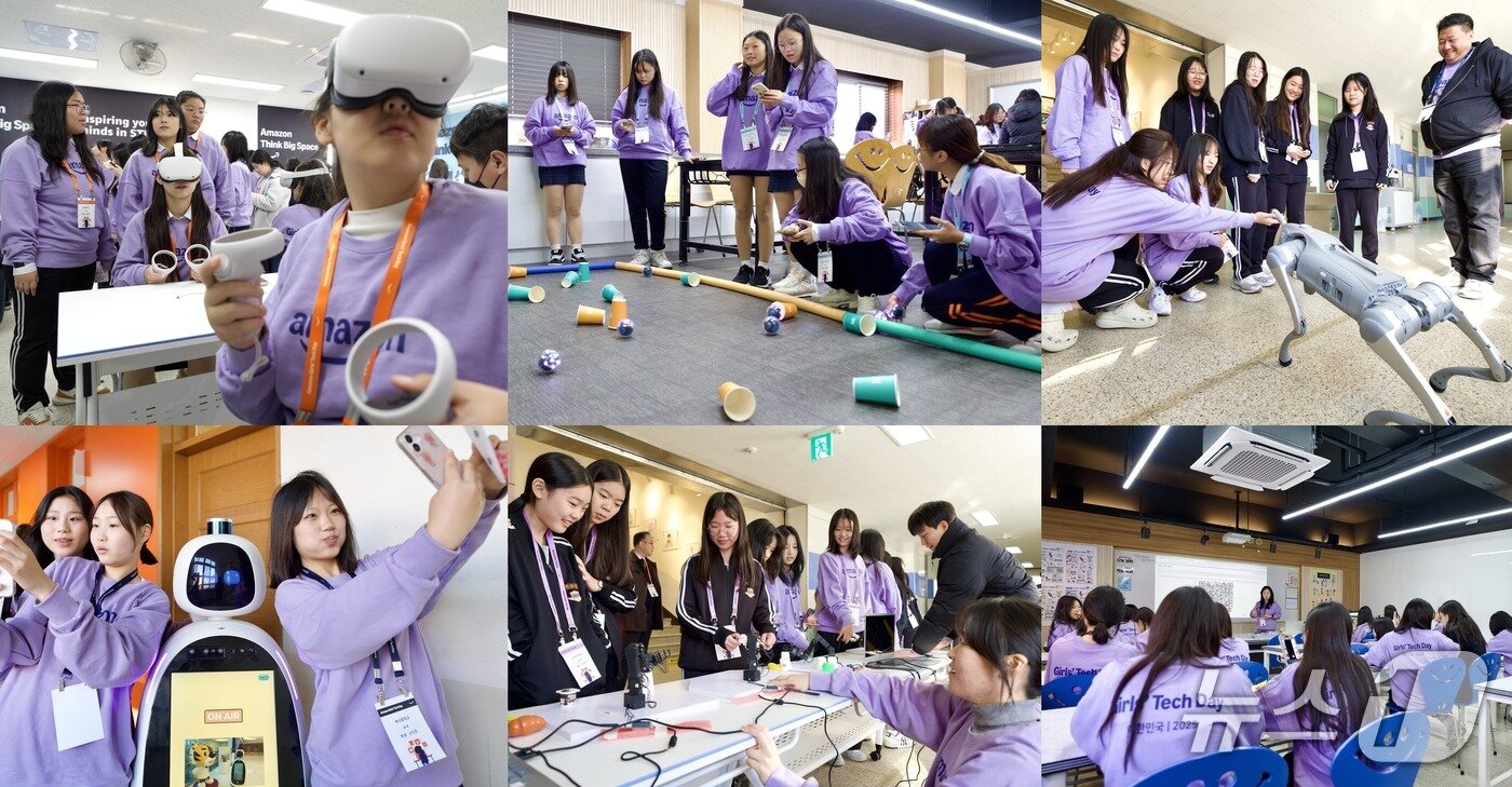 본문 이미지 - 인천 백석중학교에서 열린 아마존 걸스테크데이&#40;아마존 제공&#41;