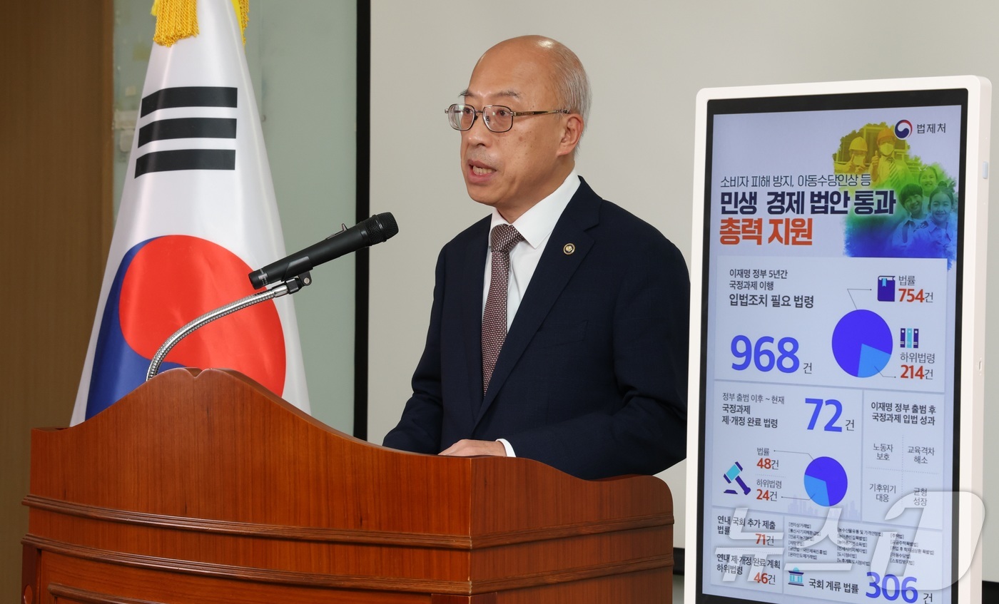 (세종=뉴스1) 김기남 기자 = 조원철 법제처장이 19일 세종시 정부세종청사에서 이재명 정부 국정과제 이행위한 3백여 건의 국정과제 법안이 정기국회에서 차질 없이 통과될 수 있도록 …