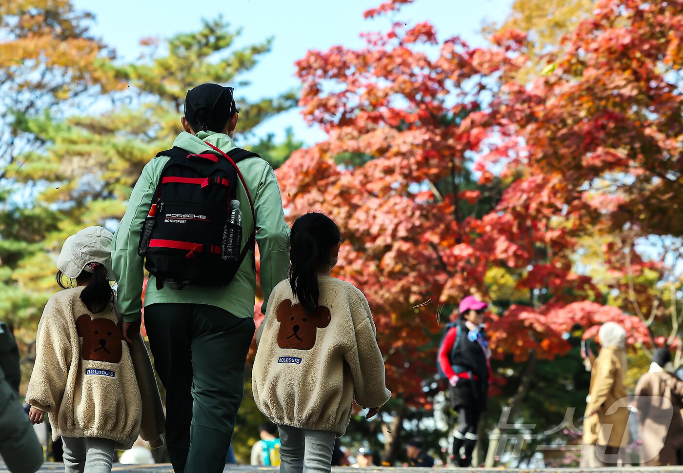 본문 이미지 - 기온이 뚝 떨어진 2일 오후 서울 중구 남산을 찾은 시민과 관광객들이 가을의 정취를 느끼고 있다. 2025.11.2/뉴스1 ⓒ News1 김진환 기자