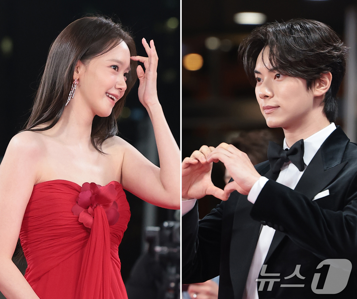 (서울=뉴스1) 권현진 기자 = 배우 임윤아와 이채민(오른쪽)이 19일 오후 서울 영등포구 KBS홀에서 열린 제46회 청룡영화상 시상식에 참석해 레드카펫을 밟고 있다. 2025.1 …