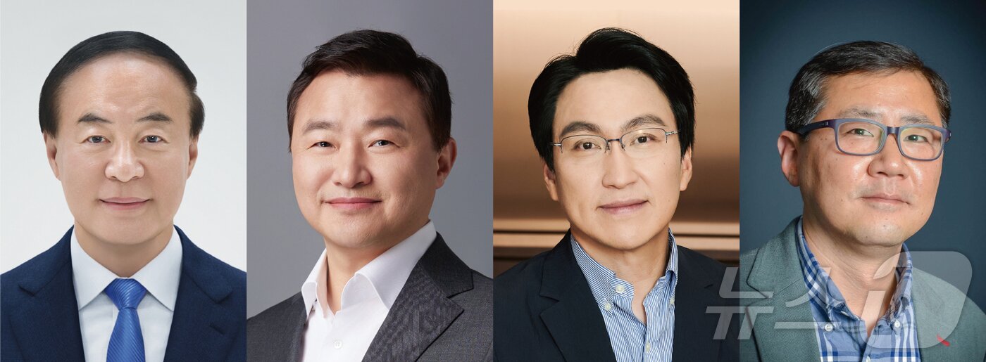 본문 이미지 - 전영현 삼성전자 대표이사 부회장 겸 DS부문장·메모리사업부장&#40;왼쪽부터&#41;, 노태문 삼성전자 대표이사 사장 겸 DX부문장·MX사업부장, 윤장현 삼성전자 DX부문 CTO 사장 겸 삼성 리서치 장,  박홍근 삼성전자 SAIT원장 사장.