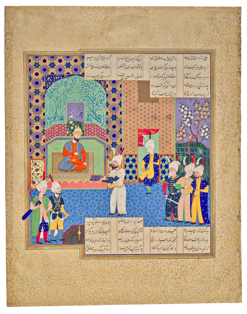 본문 이미지 - '샤나메'(왕들의 책) 필사본 삽화, 사파비 제국 1525~1540년경, 이란 타브리즈, 도하 이슬람예술박물관(국립중앙박물관 제공)