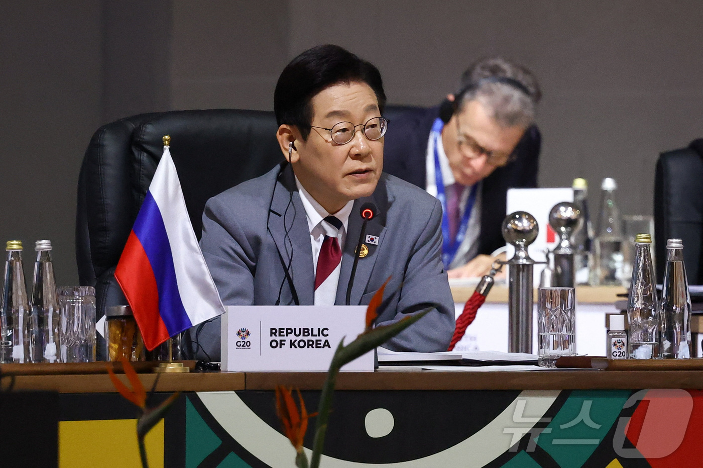 (로이터=뉴스1) = 이재명 대통령이 22일(현지시간) 남아프리카공화국 요하네스버그 엑스포 센터에서 열린 G20 정상회의에 참석해 있다.ⓒ 로이터=뉴스1