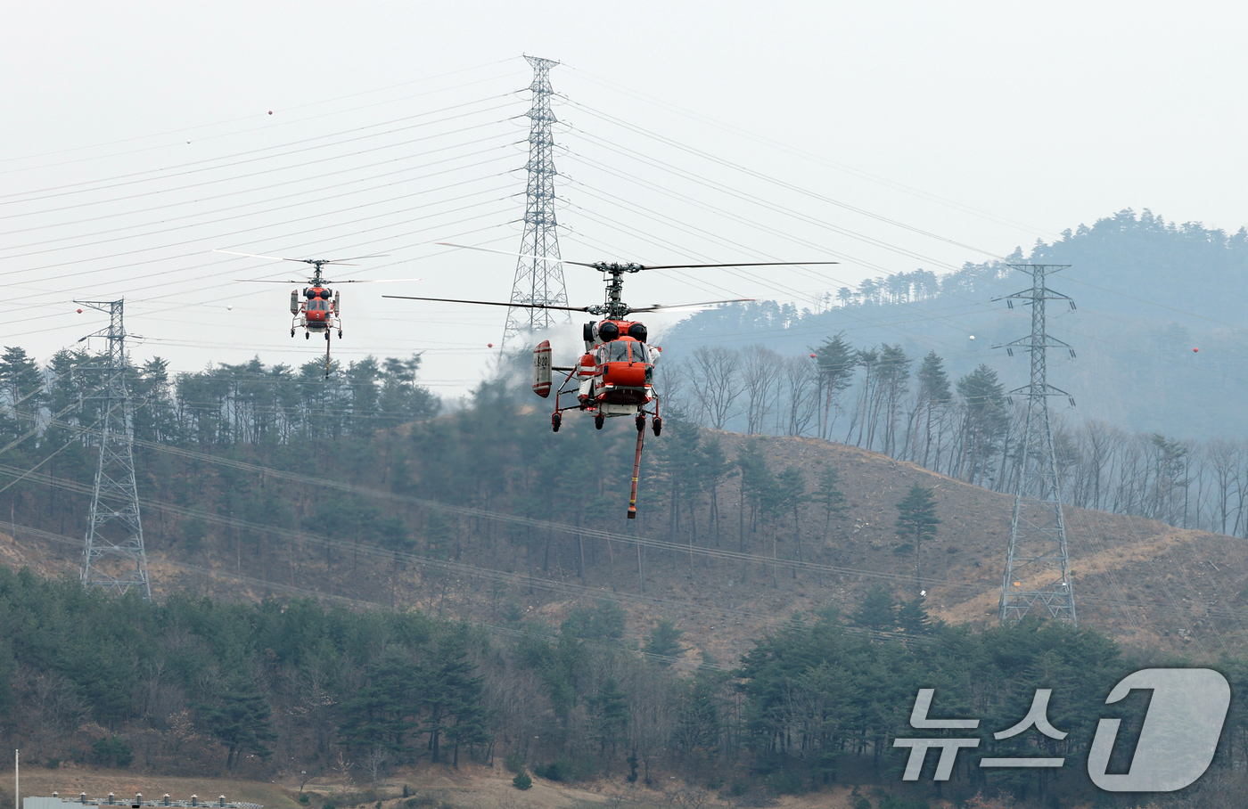 (양양=뉴스1) 이호윤 기자 = 지난 22일 오후 6시16분 강원 양양군 서면 서림리 방태산 인근 야산에서 발생한 산불이 16시간 만에 주불이 진화됐다. 사진은 23일 강원 양양군 …