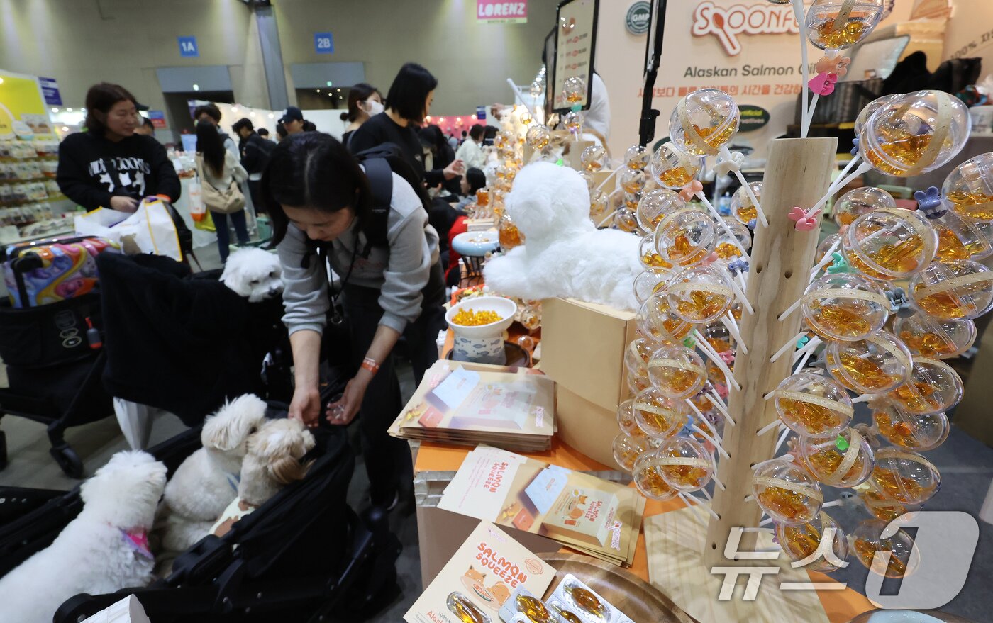 본문 이미지 - 23일 경기 고양시 킨텍스에서 진행중인 '2025 메가주 일산'을 찾은 시민이 애견용 피시오일 등 영양제 제품을 살펴보고 있다. 2025.11.23/뉴스1 ⓒ News1 장수영 기자