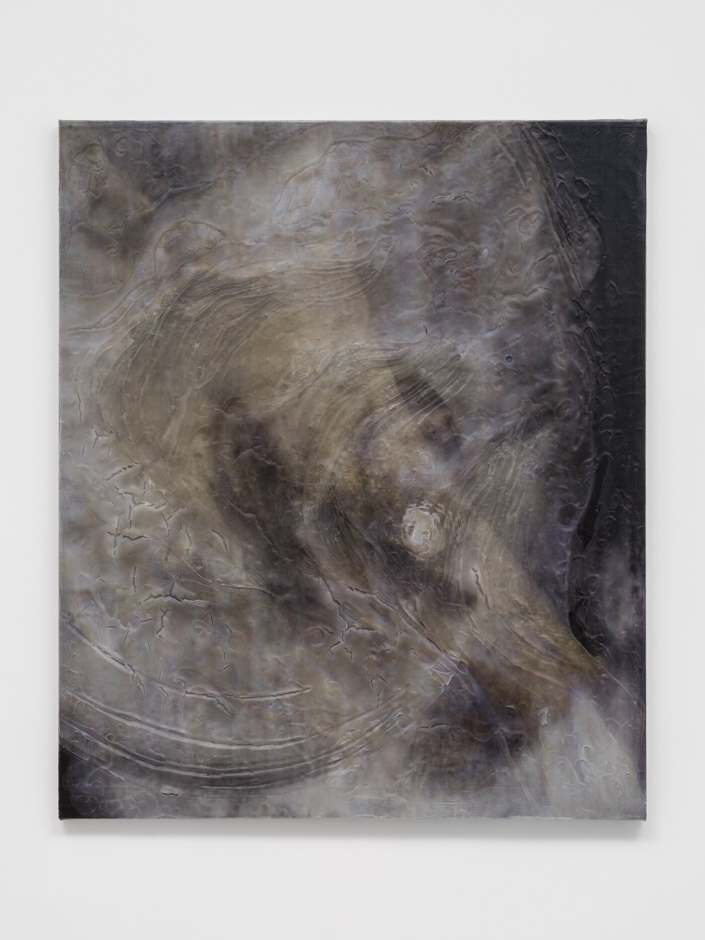 본문 이미지 - 두 입이 속삭여 4, 2025, 캔버스에 아크릴릭, 겔 미디움 그리고 UV 프린트, 73 x 61 cm cm / Courtesy Thaddaeus Ropac gallery, London &bull; Paris &bull; Salzburg &bull; Milan &bull; Seoul ⓒ 정희민 사진: 전병철  &#40;타데우스 로팍 제공&#41;