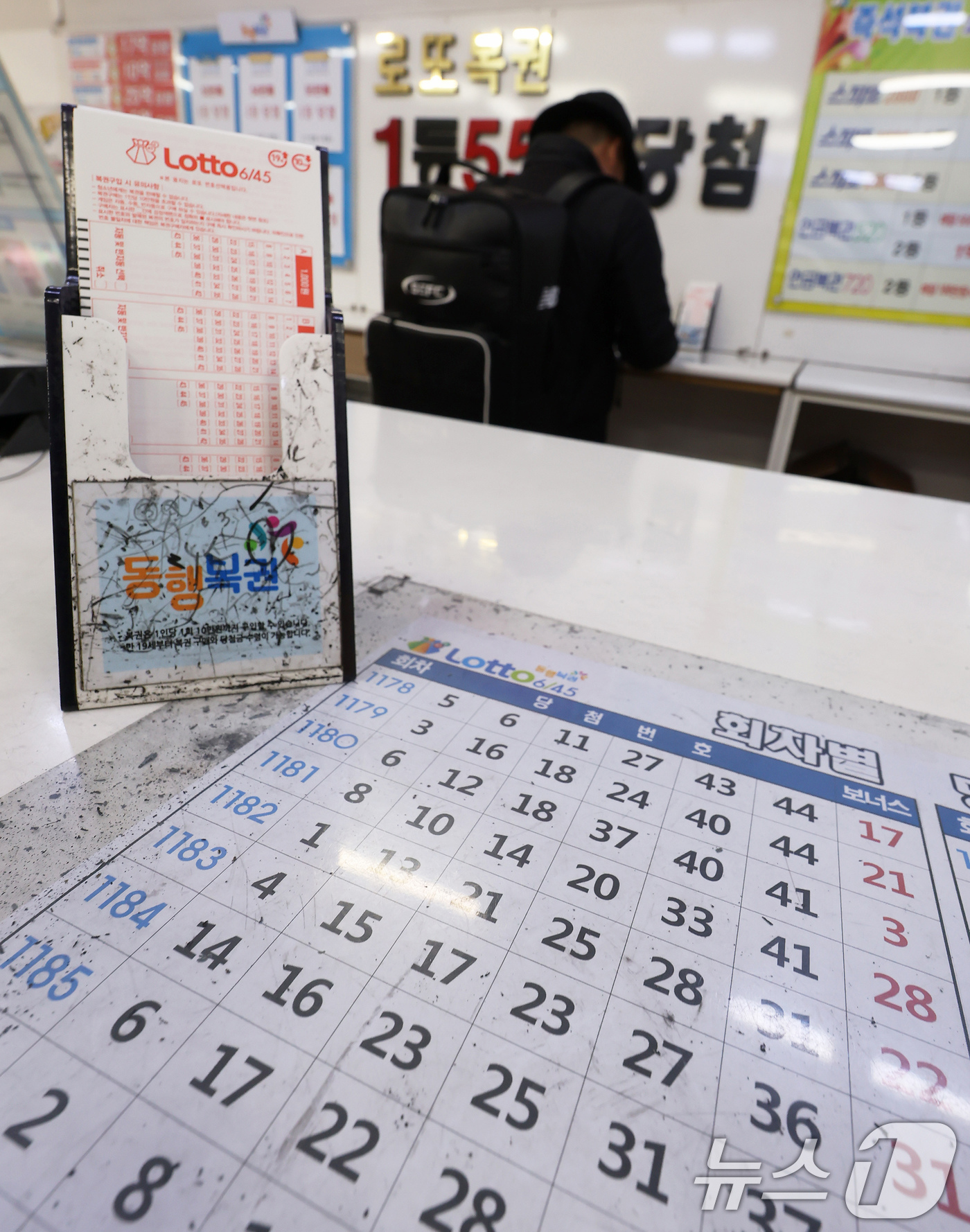 (서울=뉴스1) 장수영 기자 = 24일 서울 노원구에 위치한 복권 판매점을 찾은 시민이 복권을 구매하고 있다.기획재정부 복권위원회에 따르면 올 상반기 복권 판매액은 3조 9475억 …