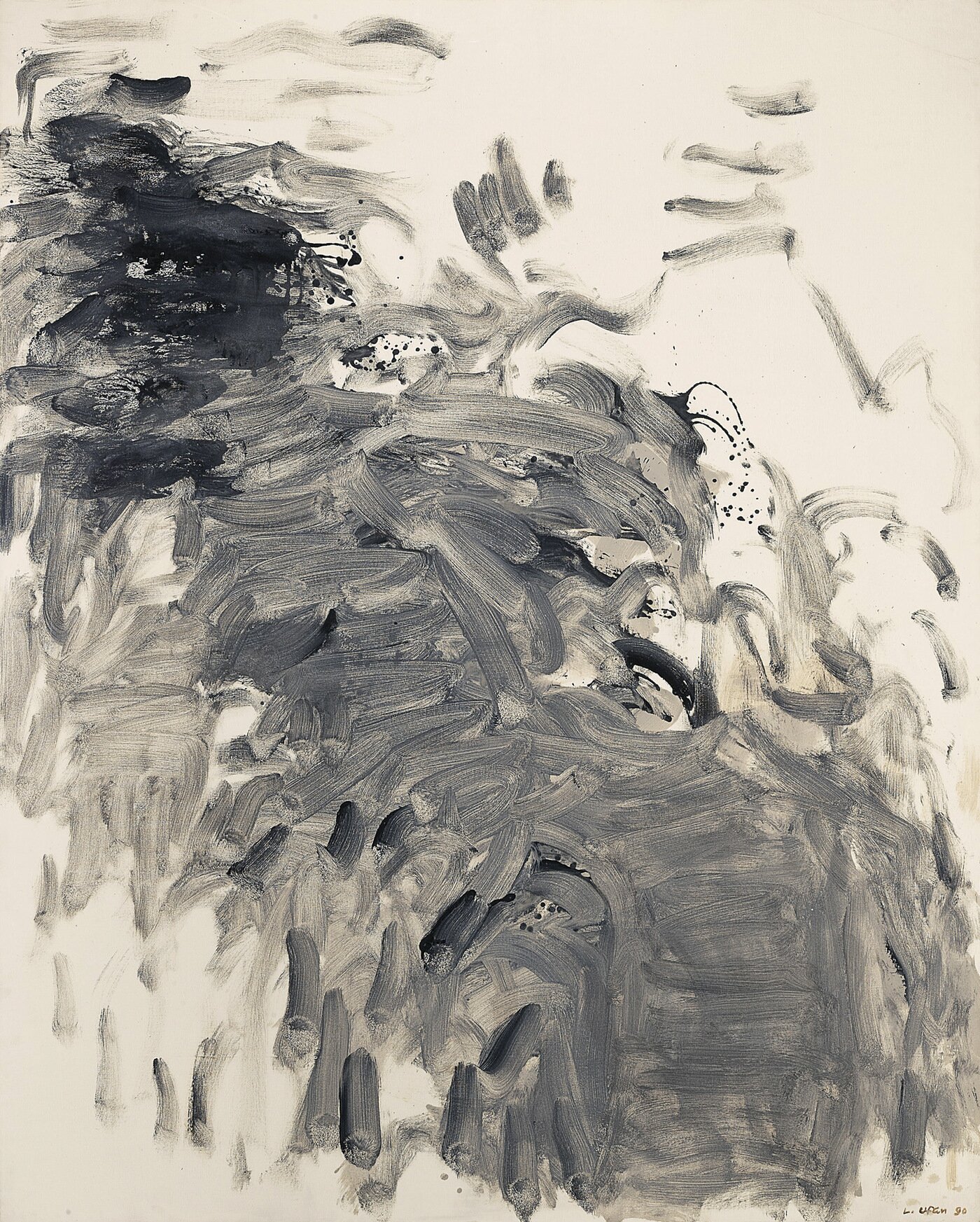 본문 이미지 - Lot. 21, 이우환1936 - , [With Winds], oil and mineral pigment on canvas, 161.5&times;130.5cm(100), 1990 (서울옥션 제공)