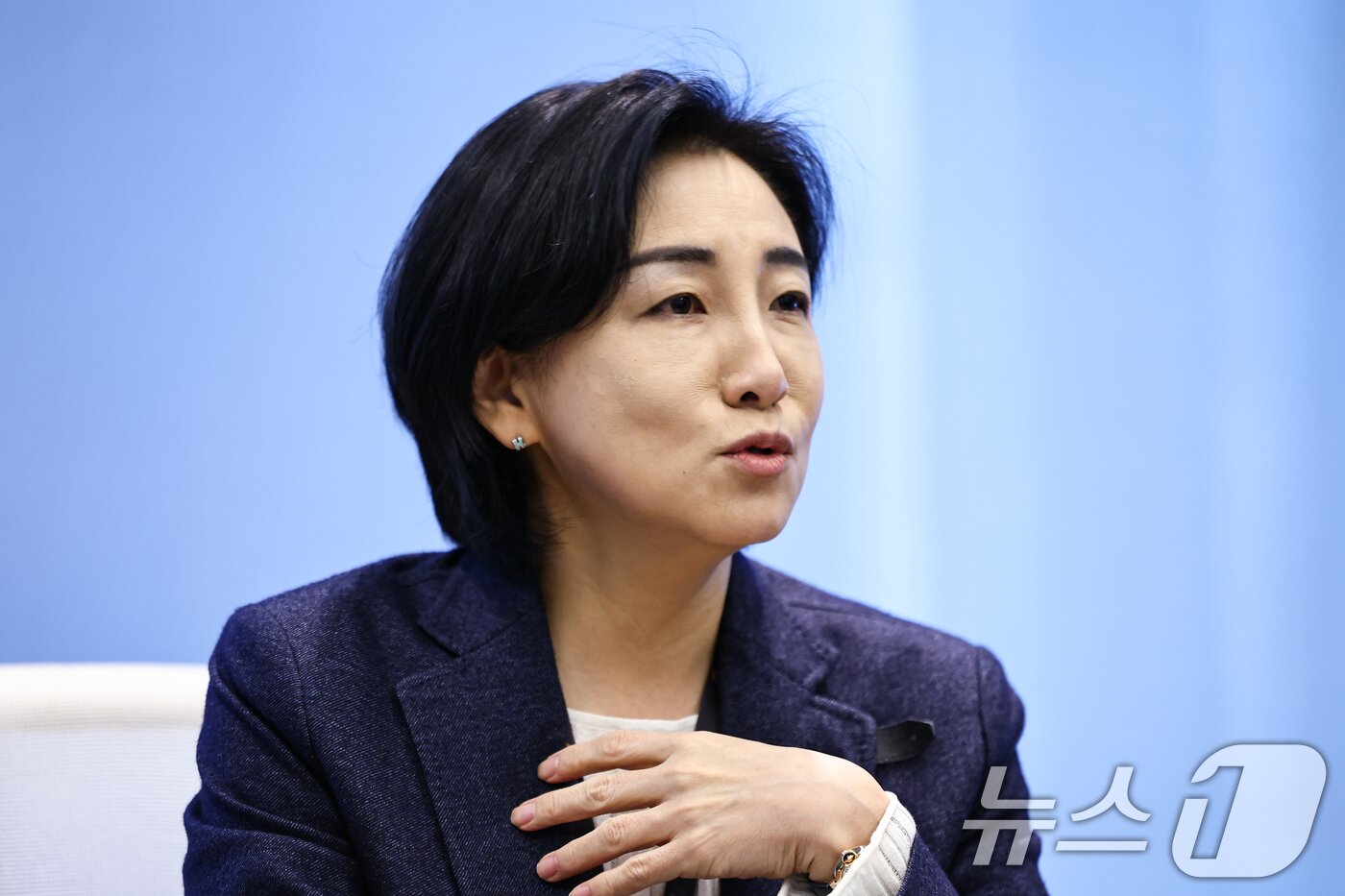 본문 이미지 - 이수정 한국IBM 대표이사 사장이 26일 서울 영등포구 한국IBM에서 뉴스1과 인터뷰를 하고 있다. ⓒ News1 김도우 기자