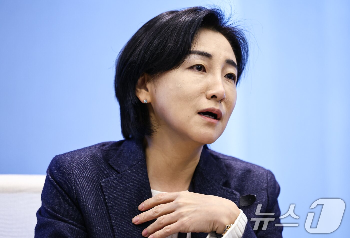 본문 이미지 - 이수정 한국IBM 대표이사 사장이 26일 서울 영등포구 한국IBM에서 뉴스1과 인터뷰를 하고 있다. ⓒ News1 김도우 기자