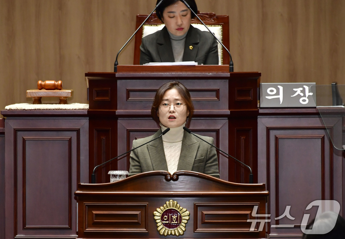 (광주=뉴스1) 박준배 기자 = 정다은 광주시의원이 26일 제2차 정례회 본회의에서 5분 자유발언을 하고 있다. (광주시의회 제공. 재판매 및 DB 금지) 2025.11.26/뉴스 …