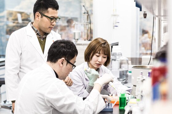 본문 이미지 - 한 제약바이오 기업의 연구진이 신약 후보물질 분석을 위한 작업을 진행하고 있다./뉴스1
