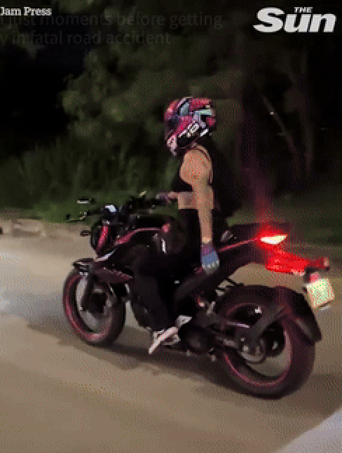 본문 이미지 - 오토바이 인플루언서 카렌 소피아 키로스 라미레스가 자신의 주행 장면을 공개하고 있다. 출처=더선