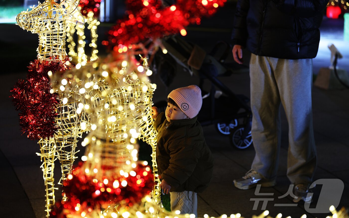본문 이미지 - 29일 전남 함평군에서 진행한 &#39;2025 함평 겨울빛축제&#39;를 찾은 관광객이 기념 사진을 찍고 있다.&#40;함평군 제공. 재판매 및 DB금지&#41; 2025.11.30/뉴스1 