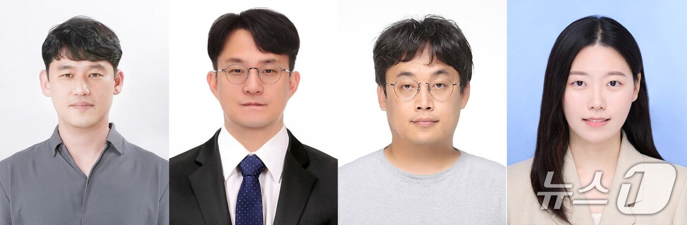 본문 이미지 - 왼쪽부터 송현곤 UNIST 교수, 정서현 한국화학연구원 박사, 황치현 한국전자기술연구원 박사, 이정인 UNIST 연구원&#40;제1저자&#41;&#40;UNIST 제공. 재판매 및 DB금지&#41;/뉴스1
