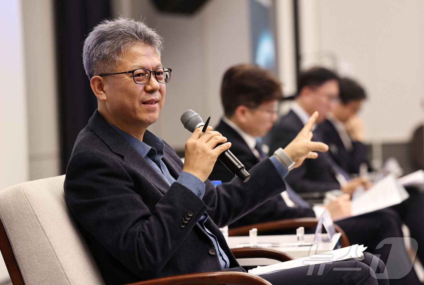 (서울=뉴스1) 구윤성 기자 = 김승현 한국동서발전 정보보안처장이 5일 오전 서울 용산구 나인트리 프리미어 로카우스 호텔 용산에서 열린 '2025 뉴스1 미래에너지포럼'(NFEF …