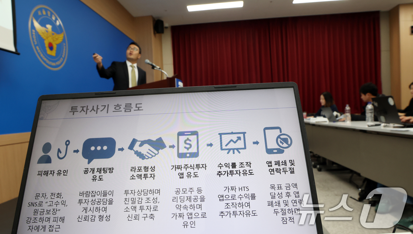 (서울=뉴스1) 김명섭 기자 = 최재호 서울경찰청 광역수사단 형사기동대 3팀장이 6일 서울 마포구 서울경찰청 광역수사단에서 캄보디아 거점 사기조직 검거 관련 브리핑을 하고 있다.형 …