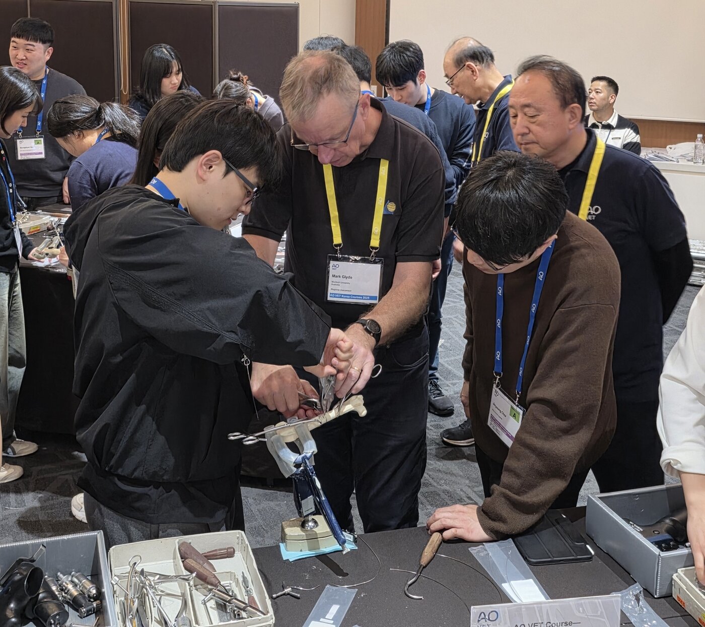 본문 이미지 - 지난 3일부터 7일까지 서울에서 열린 AO VET 국제 코스에서 실습을 지도하고 있는 마크 글라이드 박사(AO VET 제공) ⓒ 뉴스1