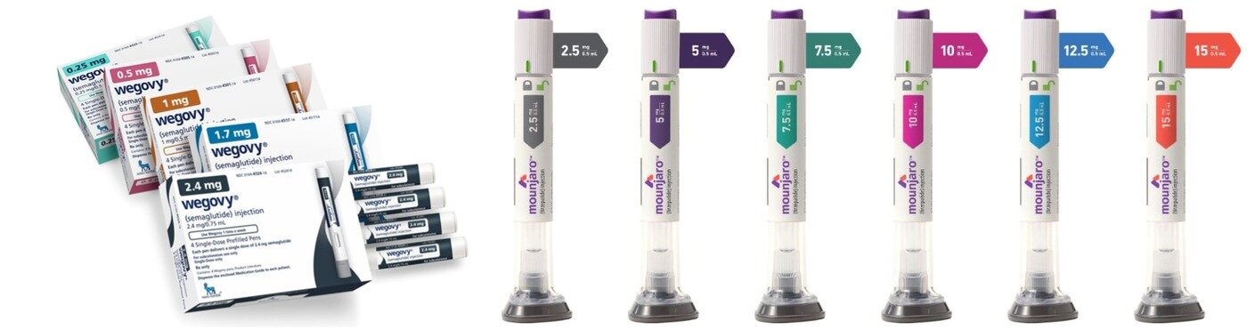 본문 이미지 - 노보 노디스크가 개발한 당뇨·비만 신약 &#39;위고비&#39;&#40;성분명 세마글루타이드&#41;&#40;왼쪽&#41;와 일라이릴리가 개발한 &#39;마운자로&#39;&#40;성분명 터제파타이드&#41;.&#40;노보노디스크 일라이릴리 제공&#41;/뉴스1