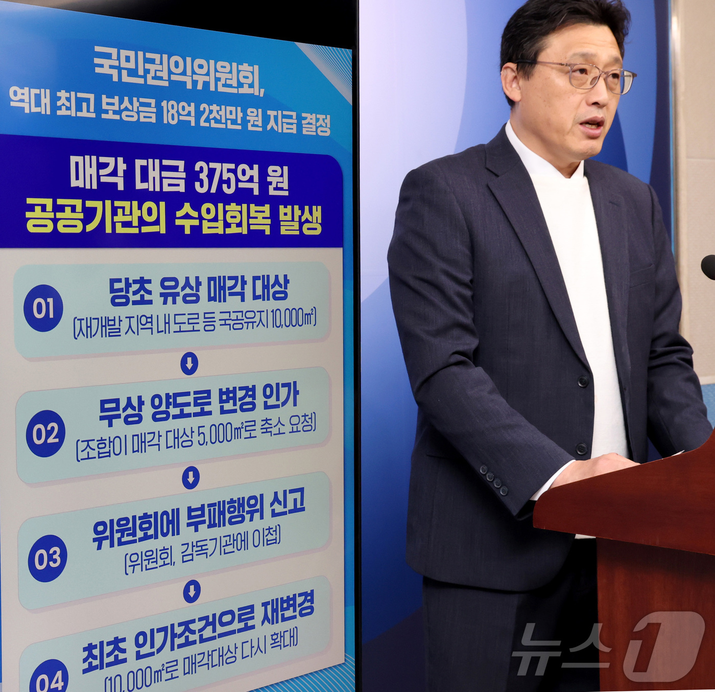 (세종=뉴스1) 김기남 기자 = 정혜영 국민권익위원회 신고자보상과장이 10일 세종시 정부세종청사에서 보상심의위원회 및 전원위원회의 심의·의결을 거쳐 부패신고자에게 역대 최고 보상금 …