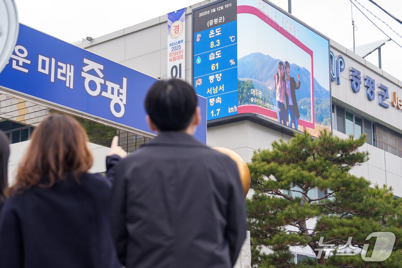 본문 이미지 - 충북 증평군이 군청사 외벽에 설치한 재난안전 전광판.&#40;증평군 제공, 재판매 및 DB금지&#41;/뉴스1