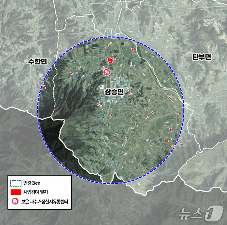 본문 이미지 - 보은군 스마트 과수원 예정지 위치도&#40;보은군 제공. 재판매 및 DB금지&#41; /뉴스1 