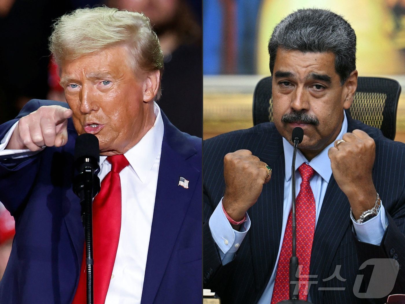 본문 이미지 - 도널드 트럼프 미국 대통령&#40;왼쪽&#41;과 니콜라스 마두로 베네수엘라 대통령. &#40;자료사진&#41; ⓒ AFP=뉴스1 ⓒ News1 강민경 기자