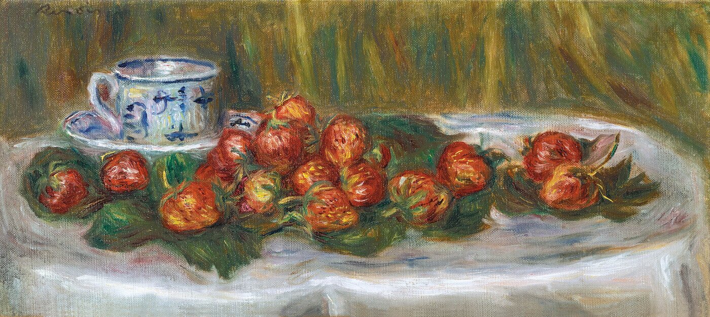 본문 이미지 - 피에르 오귀스트 르누아르 Pierre-Auguste Renoir 1841 - 1919 French, Nature Morte aux Fraises Still Life with Strawberries, oil on canvas, 23.5&times;50.2cm | circa 1905 &#40;추정가 별도문의&#41; &#40;케이옥션 제공&#41;