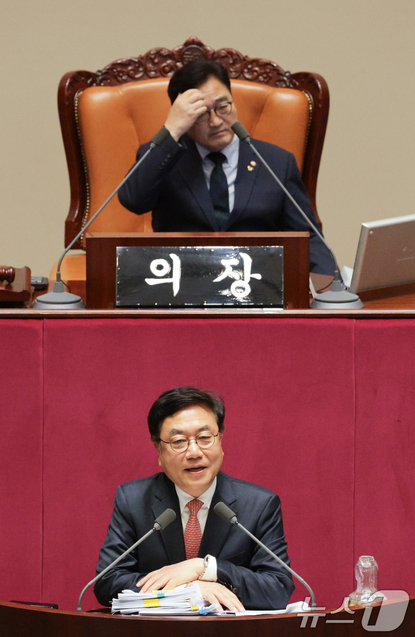 (서울=뉴스1) 신웅수 기자 = 서범수 국민의힘 의원이 13일 서울 여의도 국회에서 열린 제430회국회(임시회) 제1차 본회의에서 경찰관 직무집행법 일부개정법률안(대안)에 대한 무 …