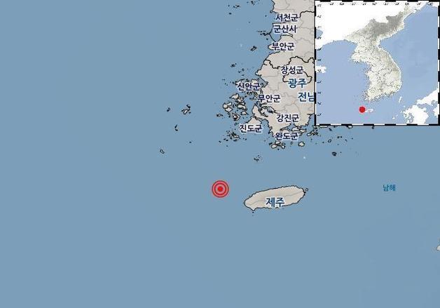 제주시 서쪽 63㎞ 해역 규모 2.3 지진…"피해 없을 것"
