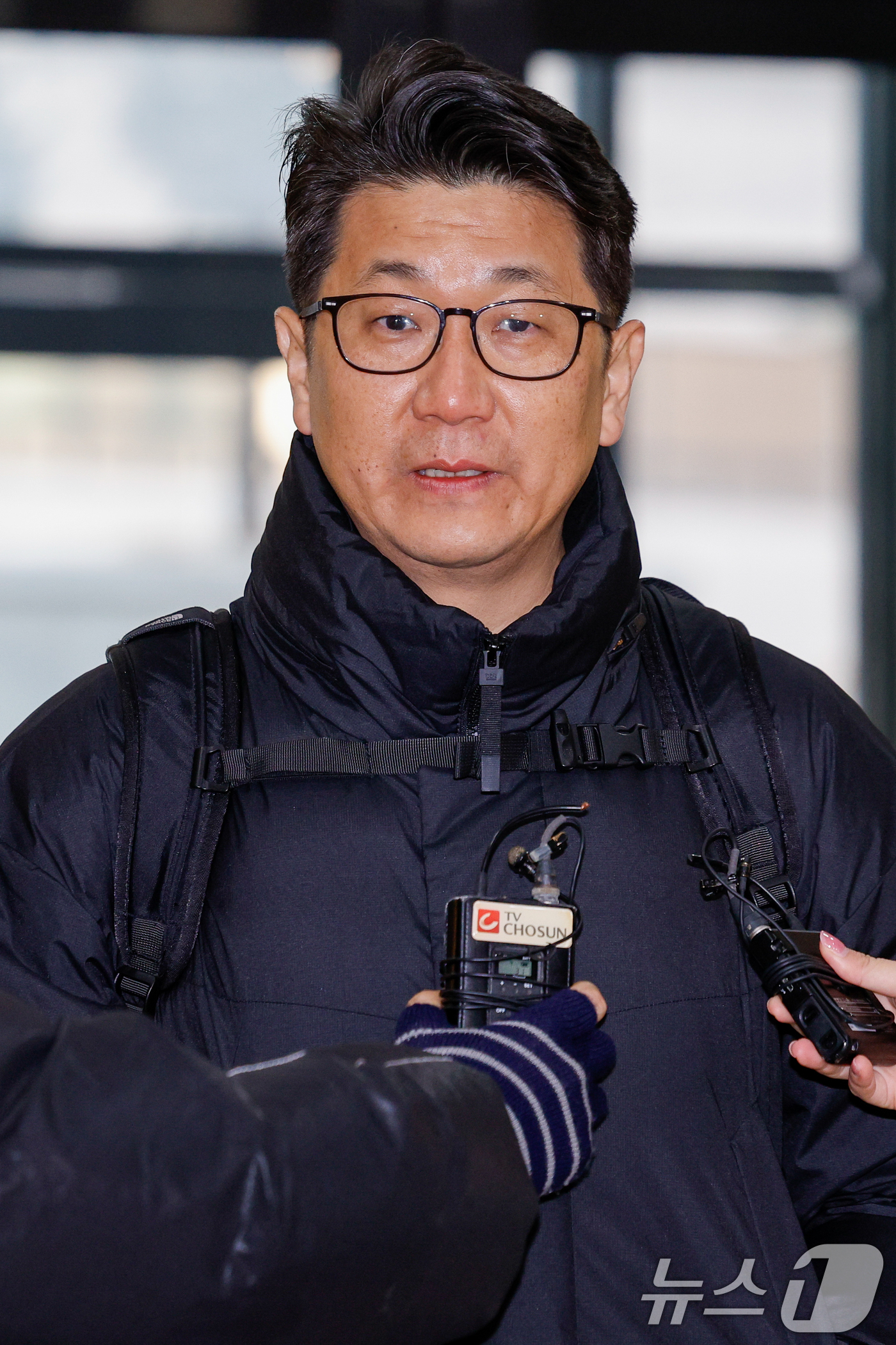 (서울=뉴스1) 안은나 기자 = 문지석 광주지검 부장검사가 14일 오전 서울 서초구 안권섭 특별검사팀 사무실에서 '쿠팡 일용직 노동자 퇴직금 미지급 사건' 관련 참고인 신분으로 두 …