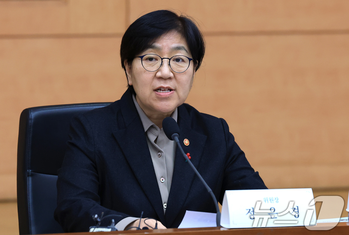 (서울=뉴스1) 임세영 기자 = 정은경 보건복지부 장관이 15일 서울 종로구 정부서울청사 별관 국제회의실에서 열린 제7차 국민연금기금운용위원회 회의에서 발언을 하고 있다. 2025 …