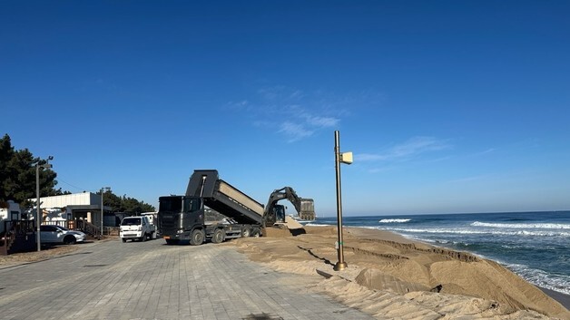 강릉 연곡해변 해안 침식 복구현장