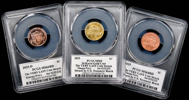 美 마지막 '1센트 동전'…232개 세트 총 247억에 낙찰