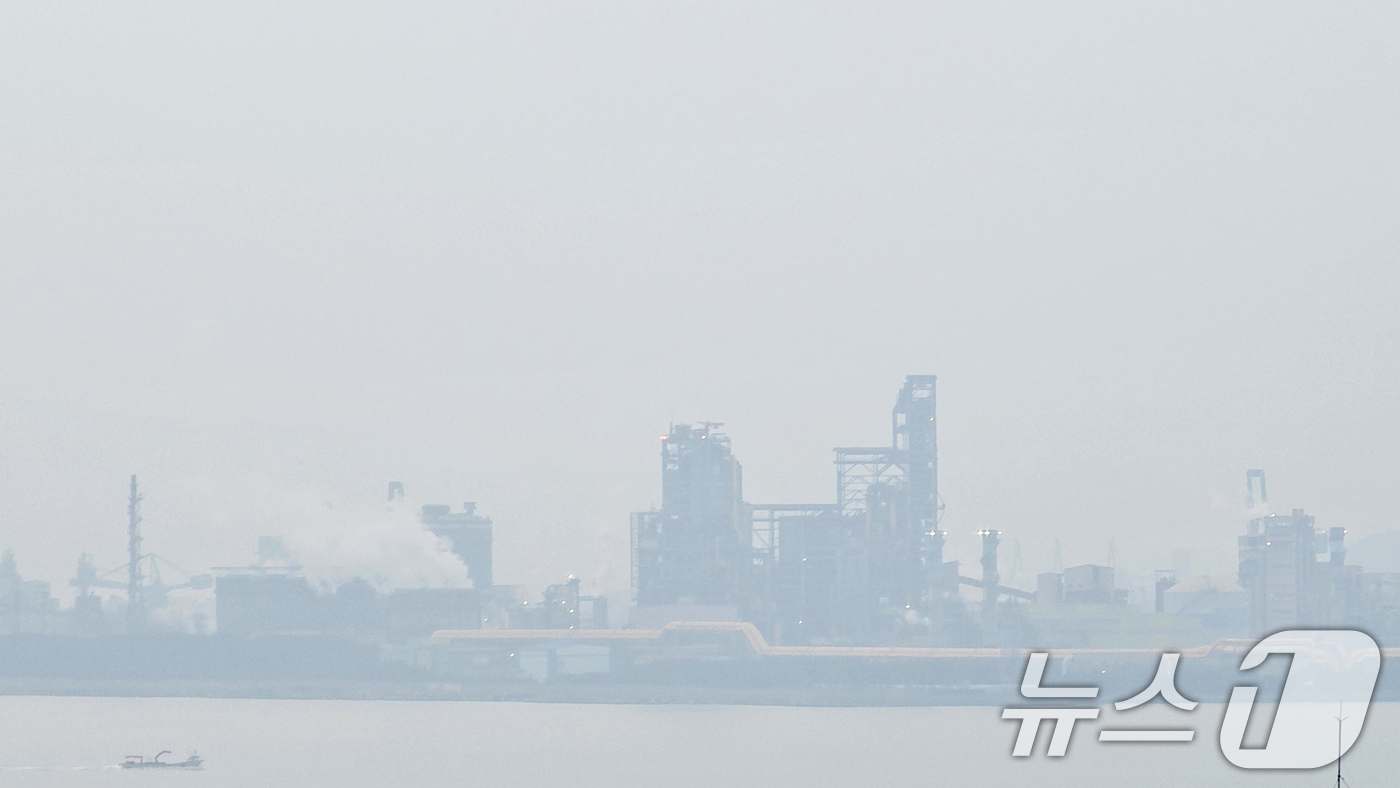 (포항=뉴스1) 최창호 기자 = 17일 포스코 포항제철소 주변이 희뿌연 미세먼지에 덮여있다. 이날 포항지역 미세먼지 농도는 63㎍/m³ 수준이다. 2025.12.17/뉴스1