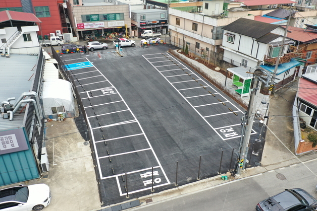 보은군 교사리 공영주차장·쉼터 개방…1028㎡ 터에 26면