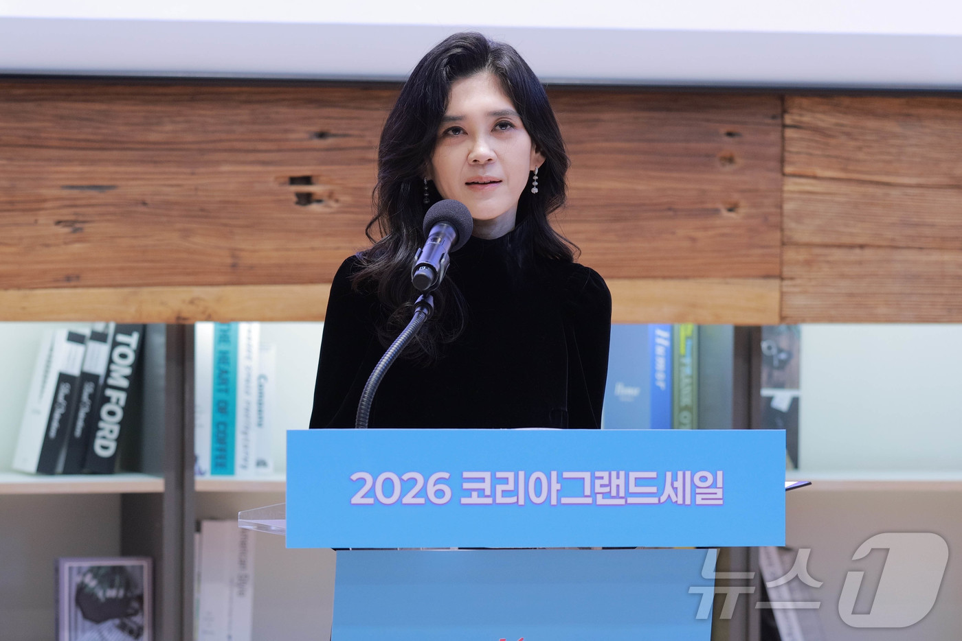 (서울=뉴스1) 이호윤 기자 = 이부진 한국방문의해위원회 위원장이 17일 오전 서울 중구 커뮤니티하우스 마실에서 열린 '2026 코리아 그랜드 세일 개막행사'에서 개회사를 하고 있 …