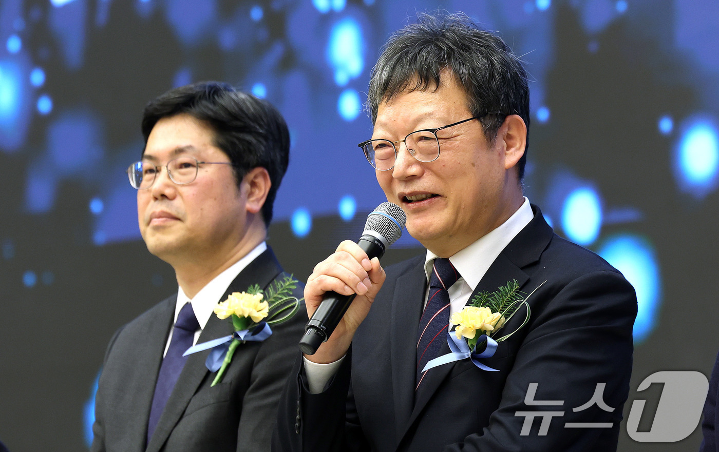 (서울=뉴스1) 박지혜 기자 = 김유열 EBS 사장이 17일 서울 용산구 몬드리안 호텔에서 열린  '인공지능(AI) 맞춤형 교수학습 플랫폼' 성과공유회에서 인사말을 하고 있다. 2 …