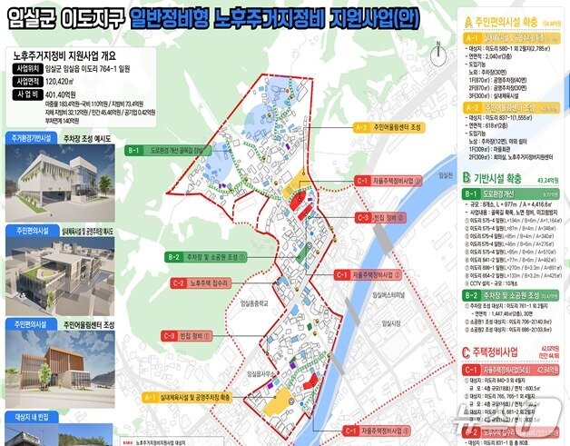 본문 이미지 - 국토부 주관 '2025년 하반기 도시재생 공모'에 선정된 전북 임실군의 이도지구 노후주거지 정비 사업 계획도.(전북도 제공. 재판매 및 DB금지)/뉴스1 