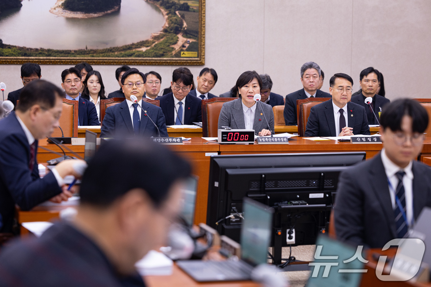 (서울=뉴스1) 유승관 기자 = 송미령 농림축산식품부 장관이 19일 서울 여의도 국회에서 열린 제430회 국회(임시회) 농림축산식품해양수산위원회 제1차 전체회의에서 의원 질의에 답 …