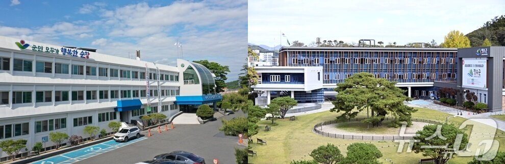 본문 이미지 - 전북 순창군청(왼쪽), 장수군청(오른쪽) 청사 전경./뉴스1 